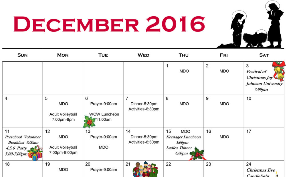 December Calendar — West Towne Christian Church